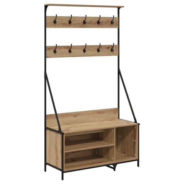 vidaXL Държач за дрехи с рафт Дъб 100 x 41 x 184 см Инженерно дърво