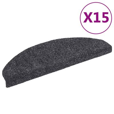 vidaXL Самозалепващи стелки за стъпала, 15 бр, 65x21x4 см, тъмносиви