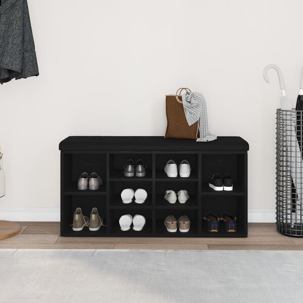 vidaXL Пейка за обувки Черния дъб 102 x 32 x 50 cm Инженерно дърво