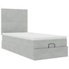 vidaXL Османска легло с матраци и LED, светлосиво, 90x200 см, кадифе