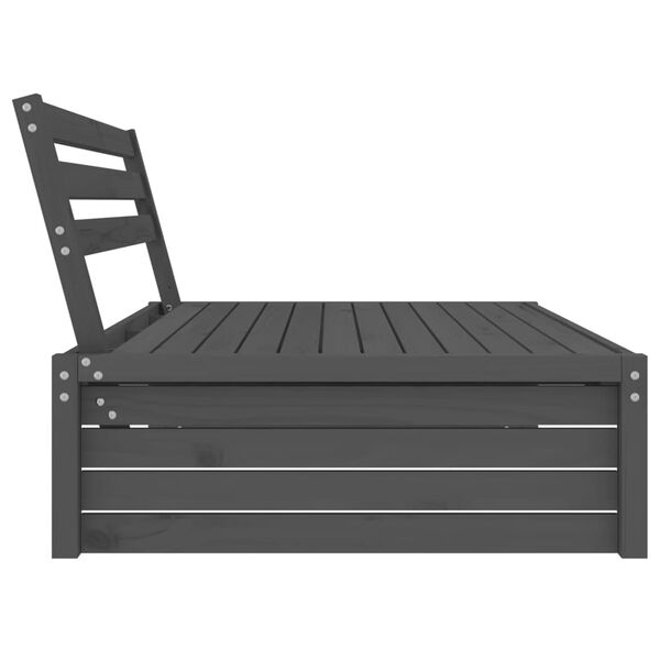 vidaXL Градински среден диван, сив, 120x80 см, борово дърво масив