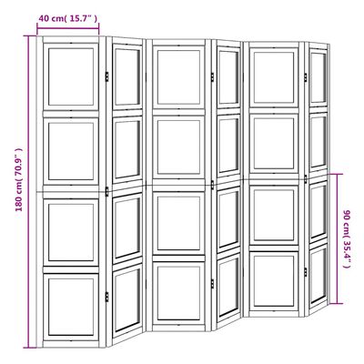 vidaXL Разделител за стая, 6 панела, бял, дърво пауловния масив