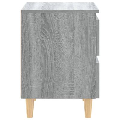vidaXL Нощно шкафче с крака от дърво масив, сив сонома, 40x35x50 см