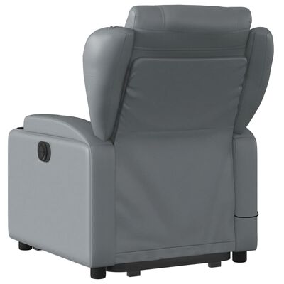 vidaXL Електрически изправящ масажен реклайнер стол, сив, еко кожа