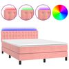 vidaXL Боксспринг легло с матрак и LED, розово, 140x200 см, кадифе