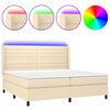 vidaXL Боксспринг легло с матрак и LED, кремава, 200x200 см, плат