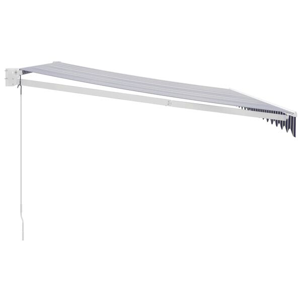 vidaXL Прибираща се тента синьо и бяло 4x3 м плат и алуминий