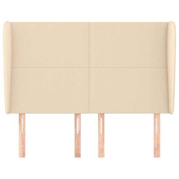 vidaXL Горна табла за легло с уши, кремава,147 x 23 x 118/128 см, плат