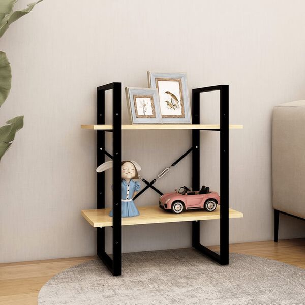 vidaXL 2-етажна библиотека, 60x30x70 см, борово дърво масив