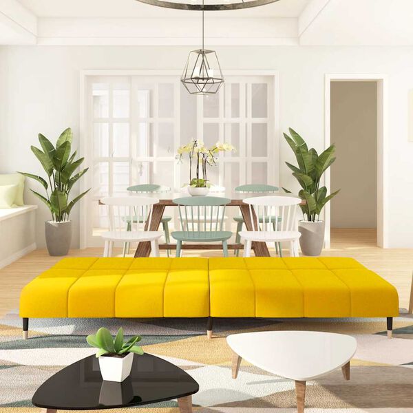 vidaXL 2-местно разтегателно канапе, жълто, кадифе