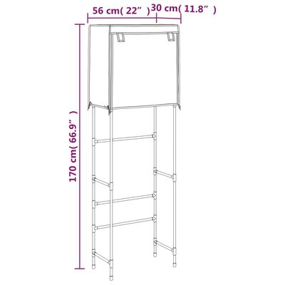 vidaXL 2-етажен рафт за над тоалетна черен 56x30x170 см желязо