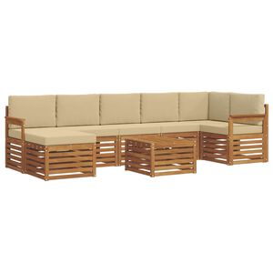 vidaXL Комплект дивани за открито 8 pcs Натурален и Бежов