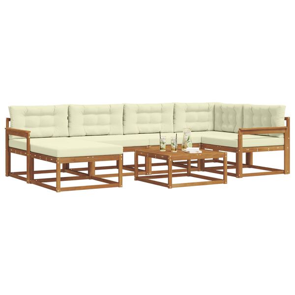 vidaXL Комплект дивани за открито 7 pcs Натурален и Крема