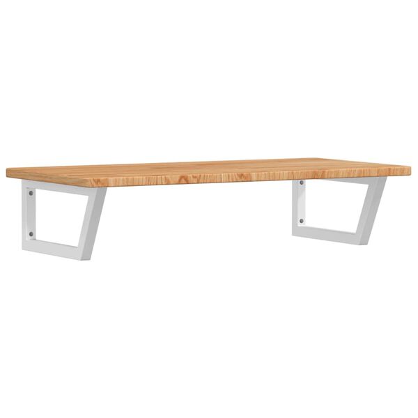 vidaXL Стенен рафт за мивка, стомана и масивно дърво дъб