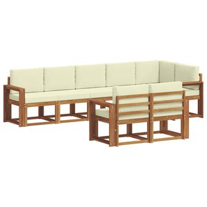 vidaXL Комплект дивани за открито 8 pcs Натурален и Крема