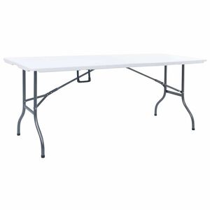 vidaXL Сгъваема градинска маса, бяла, 180x72x72 см, HDPE