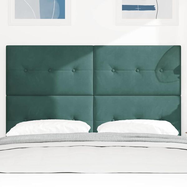 vidaXL Облегалка за глава с таблото Тъмен зелен 144 см Изкуствена