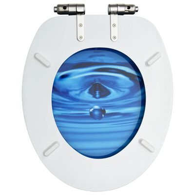 vidaXL Тоалетна седалка с плавно затваряне МДФ дизайн сини водни капки