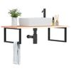 vidaXL Стенен рафт за мивка, стомана и масивно дърво дъб