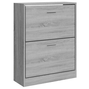 vidaXL Шкаф за обувки, сив сонома, 63x24x81 см, инженерно дърво