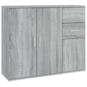 vidaXL Сайдборд, сив сонома, 91x29,5x75 см, инженерно дърво