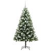 vidaXL Изкуствено коледно дърво с панти и пухкав сняг 150 cm