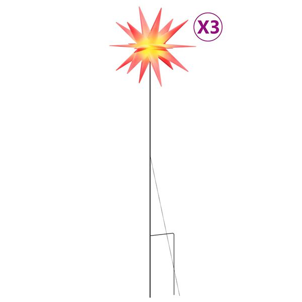 vidaXL Коледни лампи с шипове, 3 бр, LED, сгъваеми, червени, 35 см