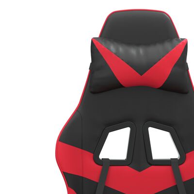 vidaXL Въртящ гейминг стол опора за крака черно-червен изкуствена кожа
