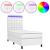 vidaXL Боксспринг легло с матрак и LED бяло 80x200 см изкуствена кожа