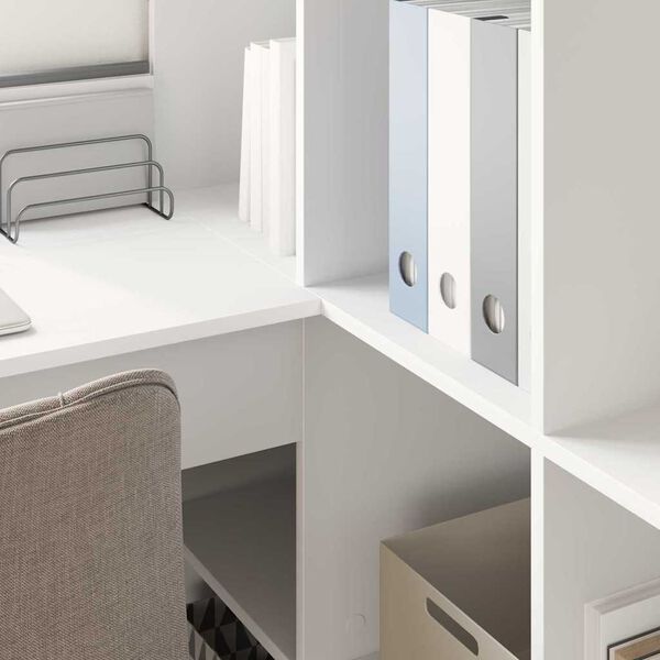 vidaXL Ъглово бюро Бяло 101,5 x 149,5 x 149,5 см Инженерно дърво