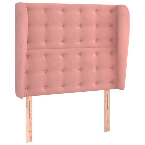 vidaXL Горна табла за легло с уши, розова, 83x23x118/128 см, кадифе