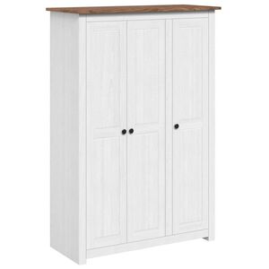 vidaXL Гардероб с 3 врати, бял, 118x50x171,5 см, бор, Panama Range