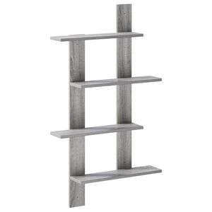 vidaXL Стенен рафт Сив Сонома 61 x 13,5 x 105 см Инженерна дървесина
