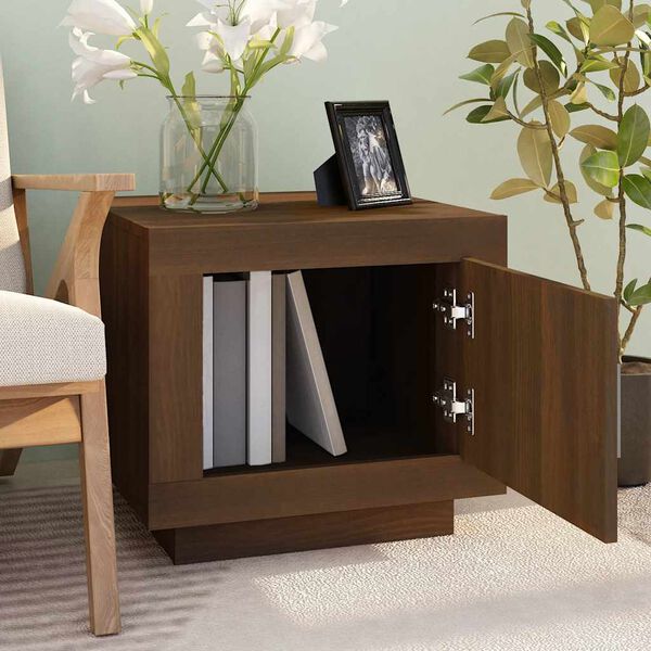 vidaXL Кафе маса, кафяв дъб, 51x50x45 см, инженерно дърво