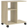 vidaXL Странична маса с колела дъб сонома 50x30x55 см инженерно дърво