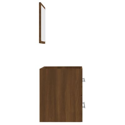 vidaXL Шкаф за баня с огледало, кафяв дъб, 41x38,5x48 см
