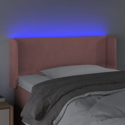 vidaXL LED горна табла за легло, розова, 83x16x78/88 см, кадифе