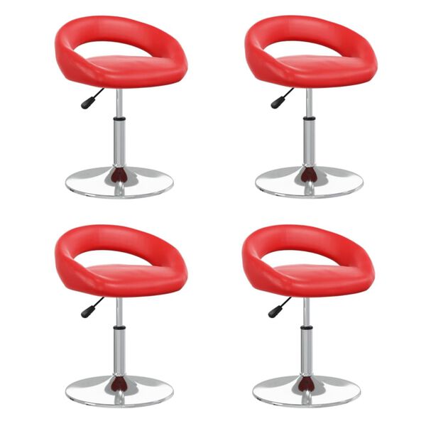 vidaXL Въртящи се трапезни столове 4 бр червени изкуствена кожа