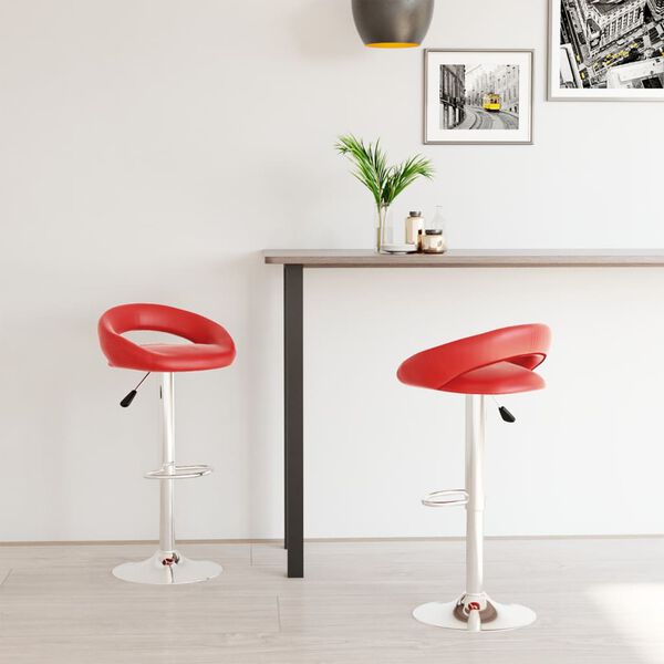 vidaXL Бар табуретки, 2 бр, червени, изкуствена кожа