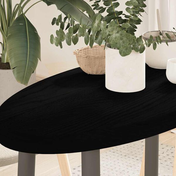 vidaXL Плот за маса, тъмнокафяв, 80x40x4 см, дъб масив, овална