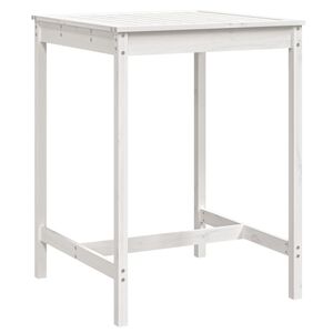 vidaXL Градинска маса, бяла 82,5x82,5x110 см, борово дърво масив