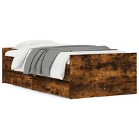 vidaXL Рамка за легло с чекмеджета опушен дъб 75x190 см Small Single