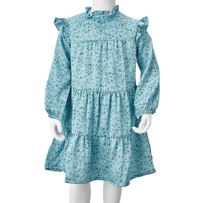 Детска рокля с дълъг ръкав, синя, 92