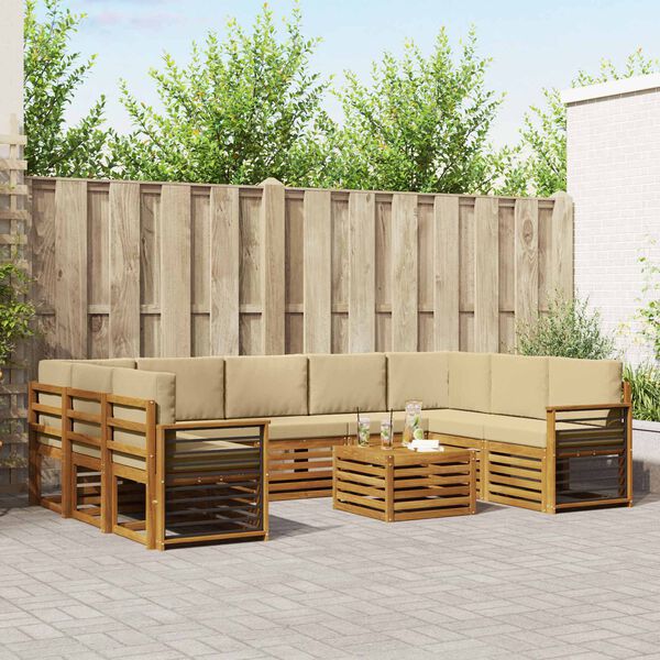 vidaXL Комплекти дивани с възглавница 10 pcs Натурален и Бежов