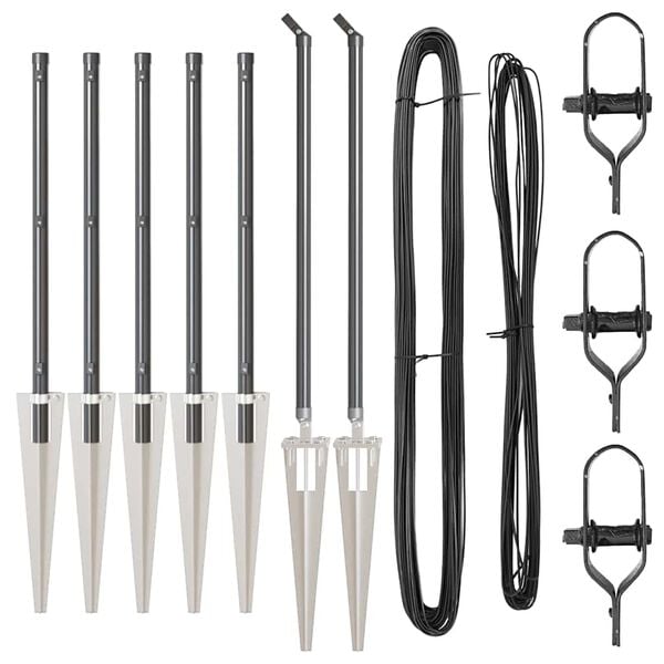 vidaXL Стълб за ограда. 7 pcs Сив Стомана