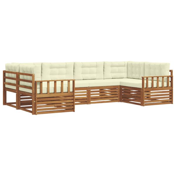 vidaXL Комплект дивани за открито 6 pcs Натурален и Крема