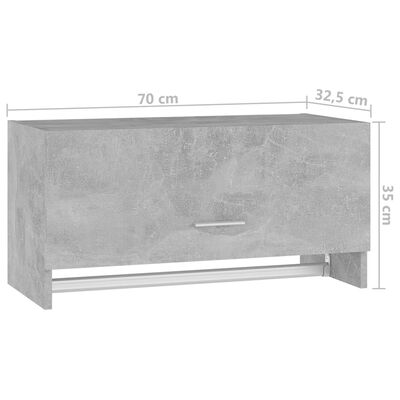 vidaXL Гардероб, бетонно сив, 70x32,5x35 см, ПДЧ
