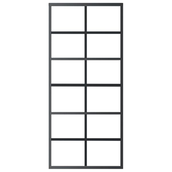 vidaXL Плъзгаща се врата с механизъм, ESG стъкло и алуминий, 90x205 см