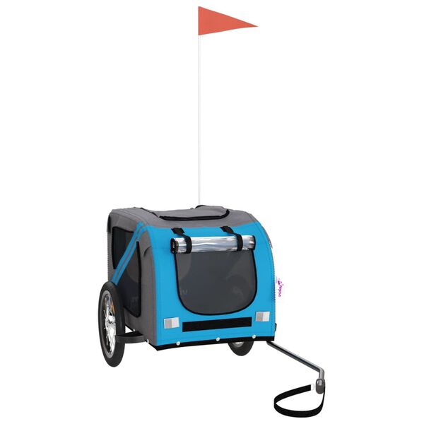 vidaXL Ремарке за колело за любимци син и сив Оксфорд плат и желязо