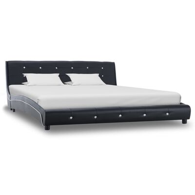 vidaXL Рамка за легло, черна, изкуствена кожа, 160x200 cм